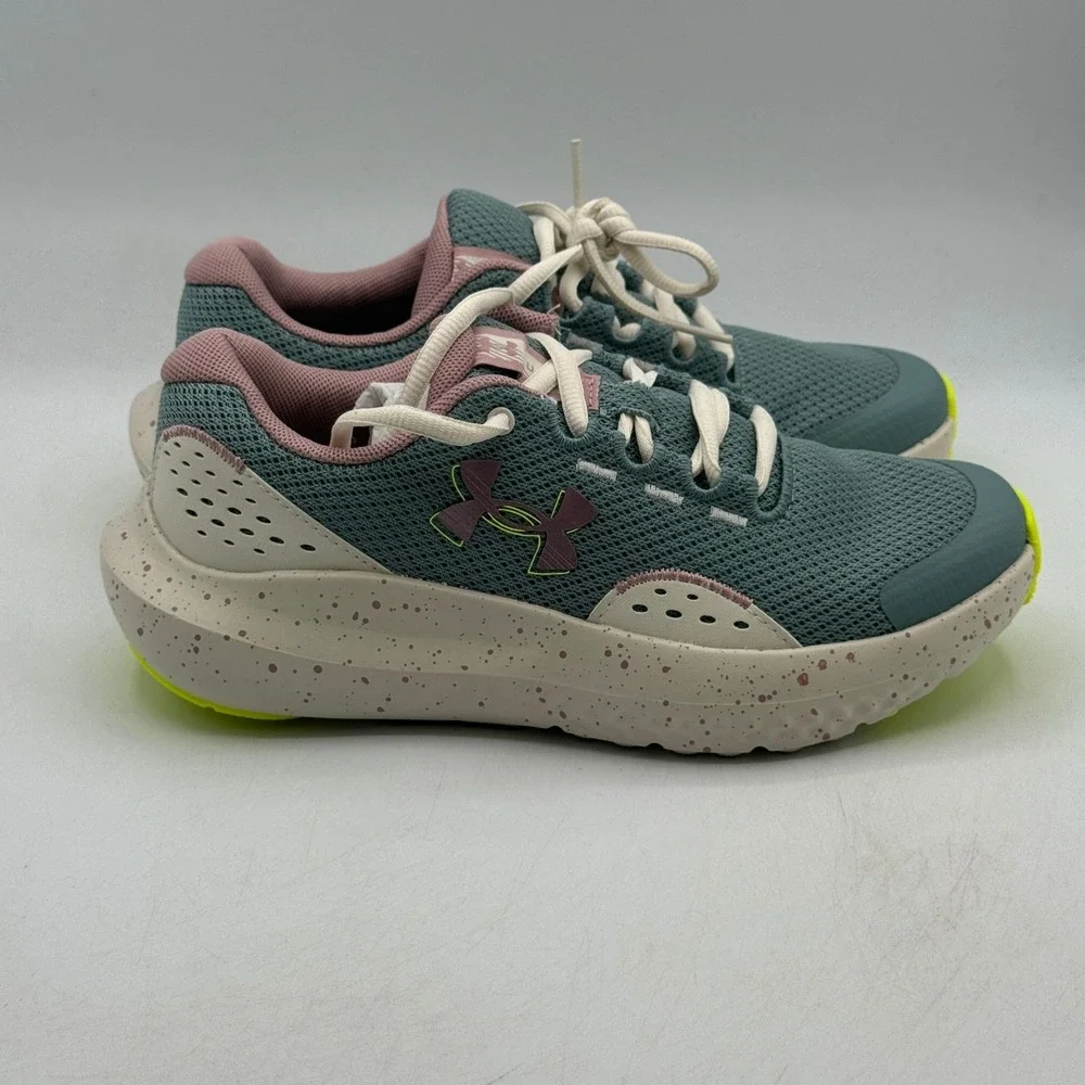 Under Armour UA GGS Surge 4 Shoes Girls Size 4Y Green Brown Running 3027108-323